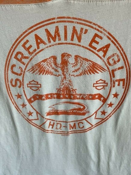 Harley Davidson Womens Short Sleeve TShirt SZ Small Orange White Screamin Eagle - Picture 4 of 8